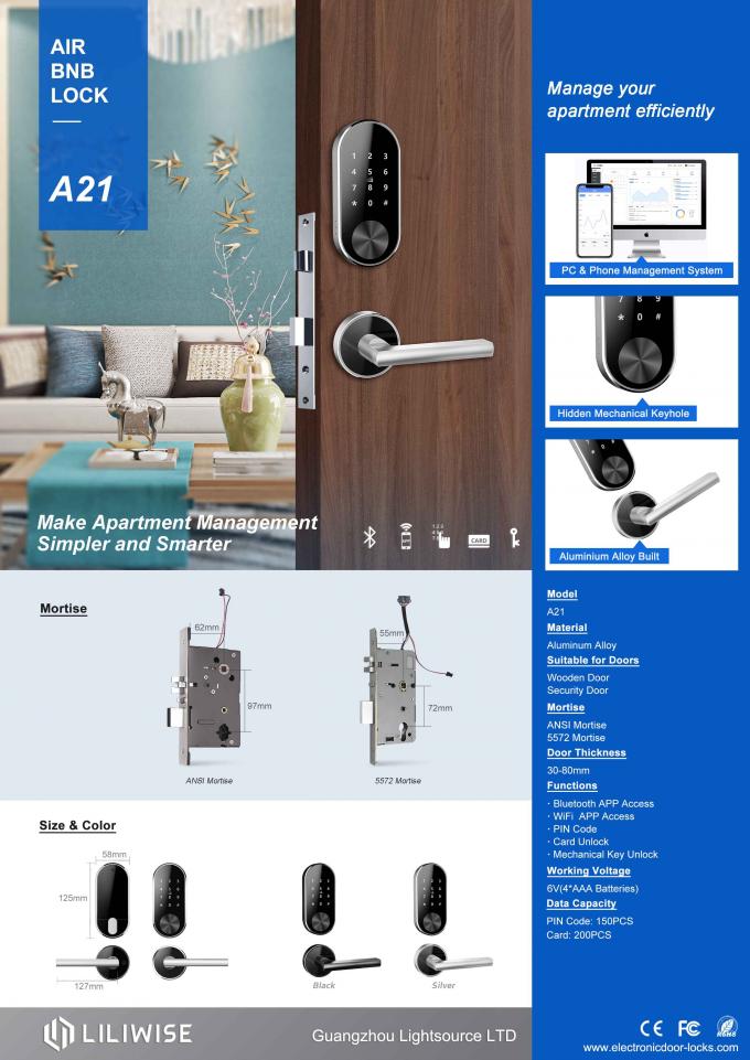Serratura di porta spaccata di parola d'ordine di Digital di furto di WiFi Bluetooth Access delle serrature di porta dell'appartamento anti per Airbnb 0