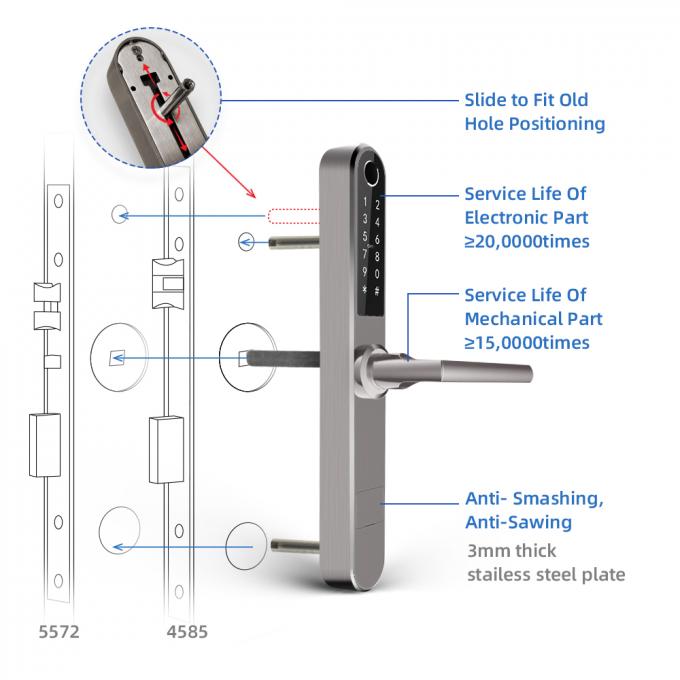 Serratura di porta intelligente dell'impronta digitale per porta di alluminio/di legno 3