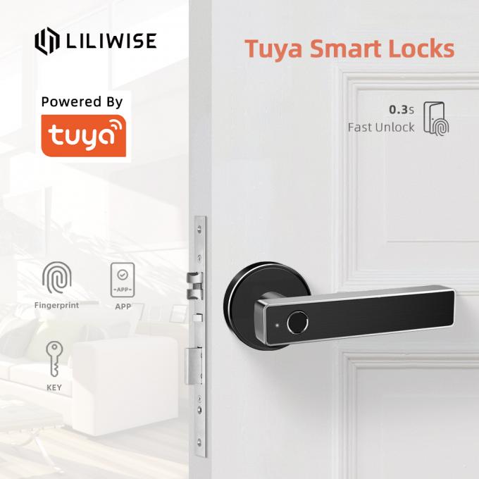 Serratura di porta astuta Keyless biometrica di Digital della maniglia di porta dell'impronta digitale della serratura di porta di Bluetooth del App di Tuya WiFi 0