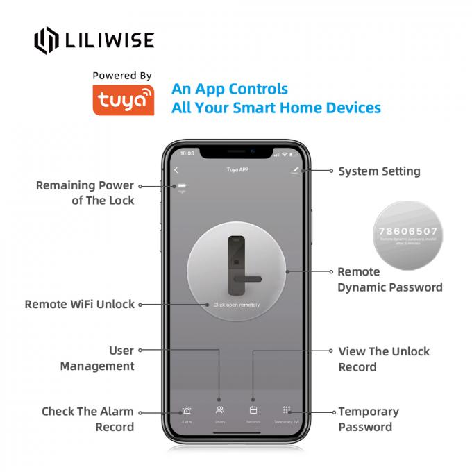 Serratura di porta astuta Keyless biometrica di Digital della maniglia di porta dell'impronta digitale della serratura di porta di Bluetooth del App di Tuya WiFi 1