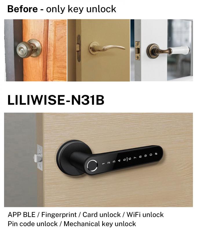 Tempo 0.1S dell'identificazione della serratura della maniglia di porta dell'impronta digitale di Smart del App di WiFi 4