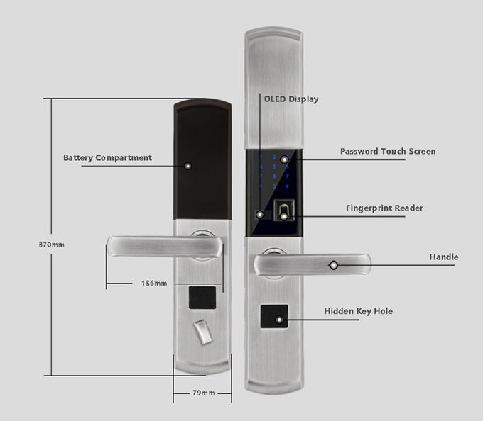Scivolamento della serratura di porta dell'impronta digitale di protezione della copertura, serratura di porta intelligente di parola d'ordine 3