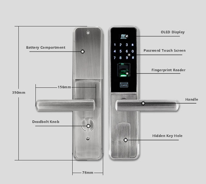 Serratura di entrata principale intelligente di Digital, serratura di porta automatizzata parola d'ordine del touch screen 2