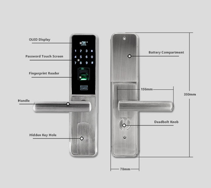Carta elettronica di batterie AA MF1 delle serrature di porta del touch screen 4 X per l'appartamento 2
