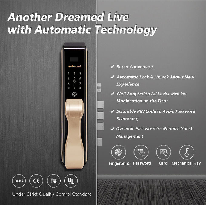 Protezione di sicurezza automatica del doppio di Rosa Golde della serratura di porta di riconoscimento biometrico 0