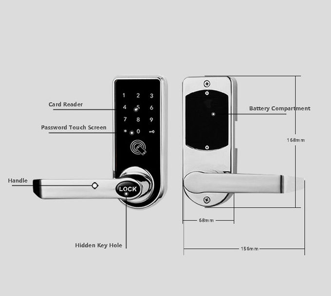 Pesi leggeri della serratura di porta di Bluetooth della carta dell'impronta digitale 168mm * 68mm per le case 2