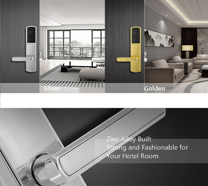 Serrature di porta elettroniche dell'hotel dorato, serratura di porta della carta chiave della carta di RFID per gli hotel 1