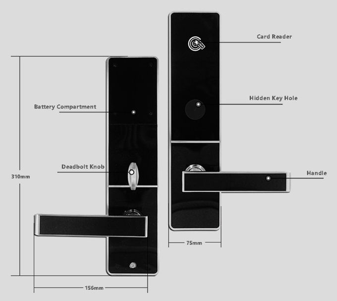 Bassi consumi energetici in lega di zinco 310 * 72mm delle serrature di porta dell'appartamento della carta di IC 1