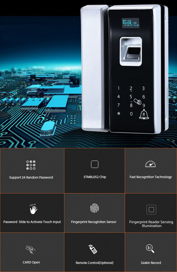 Capacità di vetro biometrica di Big Data del sensore a semiconduttore della serratura di porta della carta di rf 0
