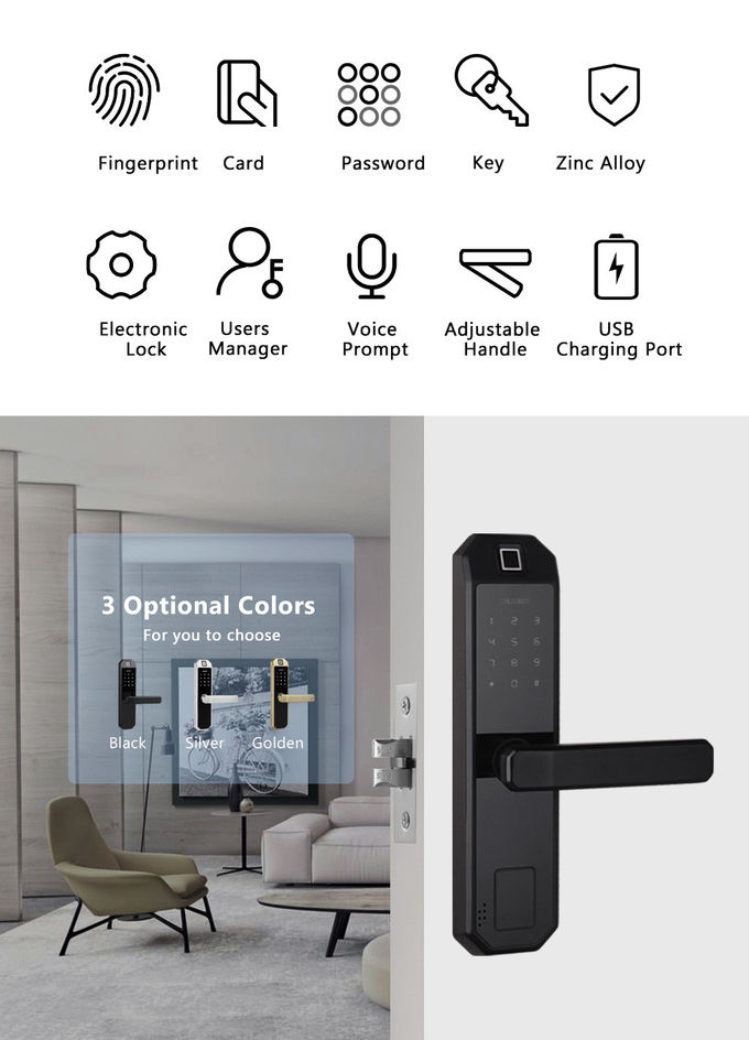Serratura di porta elettrica dell'impronta digitale dell'hotel con lo schermo di parola d'ordine di tocco 1
