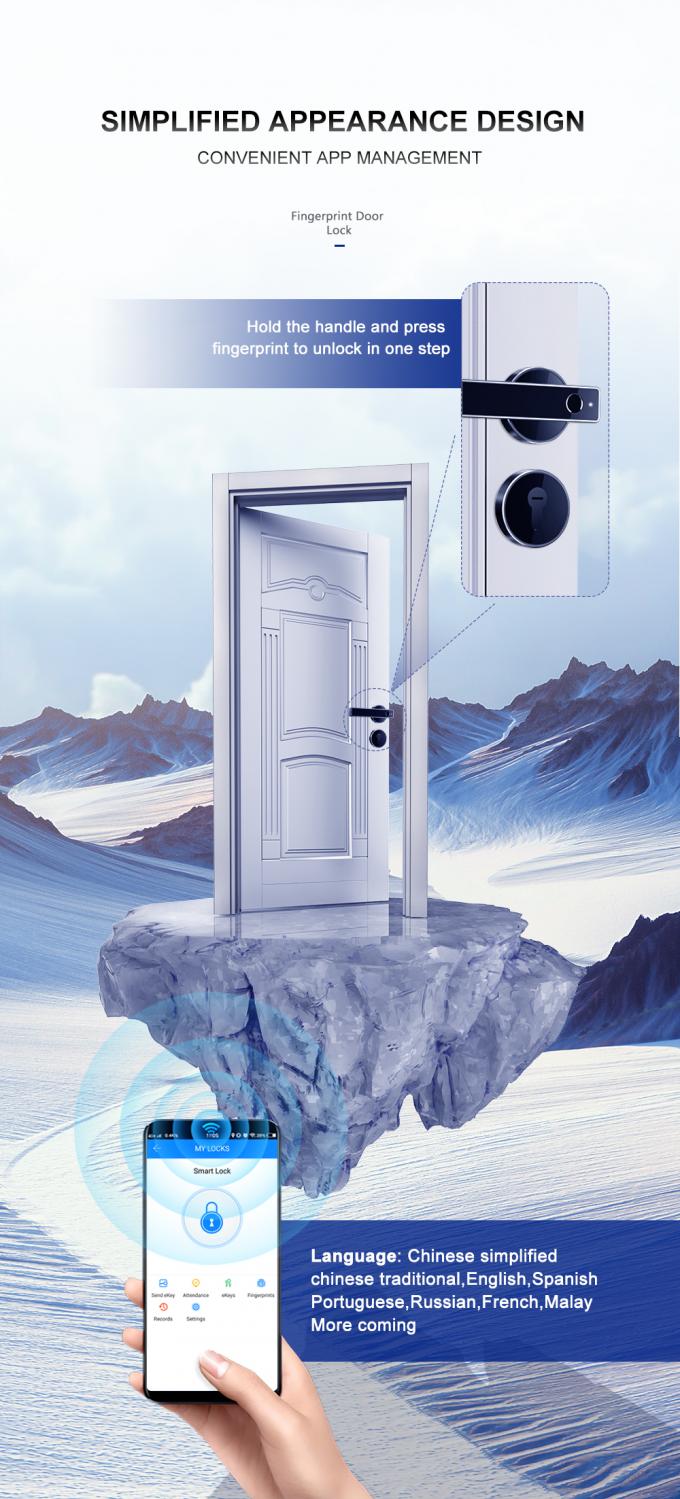 Serratura di porta dell'impronta digitale della residenza/serratura di porta elettronica astuta separata di WiFi Bluetooth APP del cilindro 2