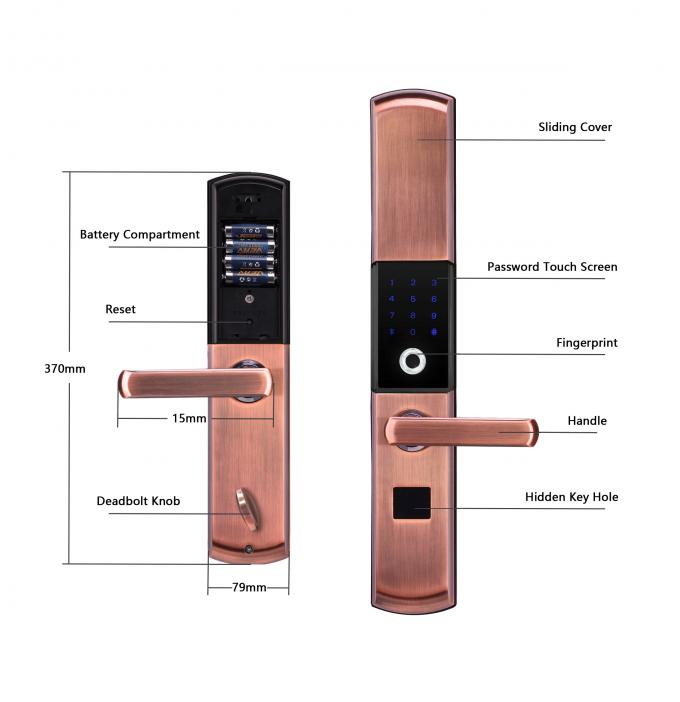 Controllo biometrico di Bluetooth dell'impronta digitale del Governo della serratura all'aperto del portello scorrevole 5