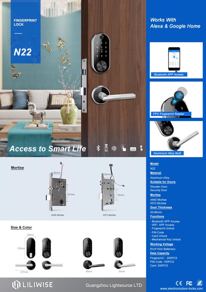 Lega di alluminio elettronica spaccata di Wifi della serratura di porta di Bluetooth di controllo dell'impronta digitale senza fili di Digital 1