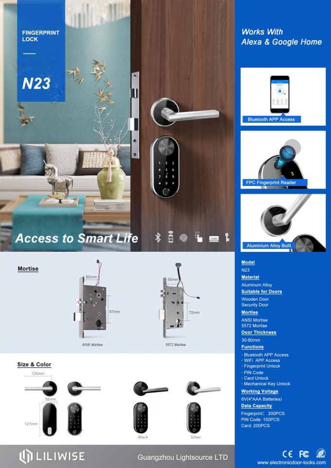 Serratura di porta biometrica elettronica di Bluetooth della lega di alluminio delle serrature di porta 0