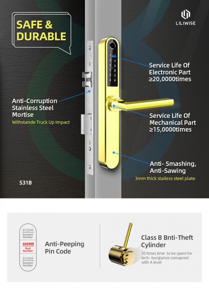 Serratura di porta di alluminio dell'impronta digitale astuta dell'acciaio inossidabile con le batterie AAA 4x 2