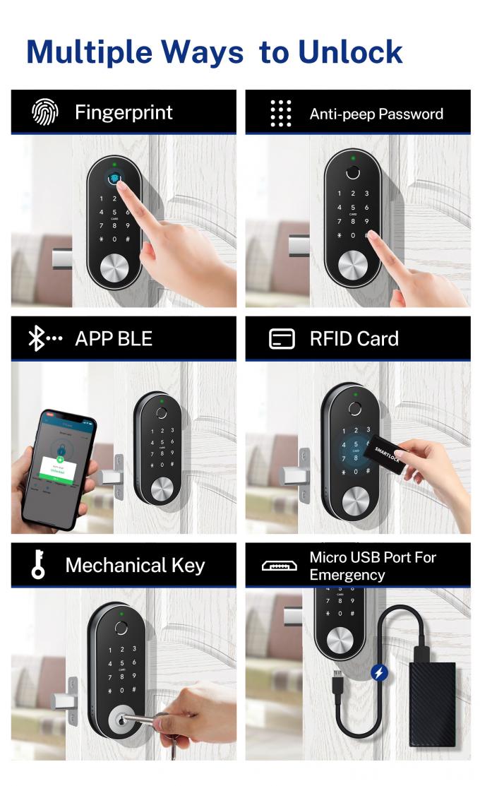 Serratura automatica di Smart di chiavistello senza molla di scatto della serratura dell'impronta digitale di WiFi del App di sicurezza 5