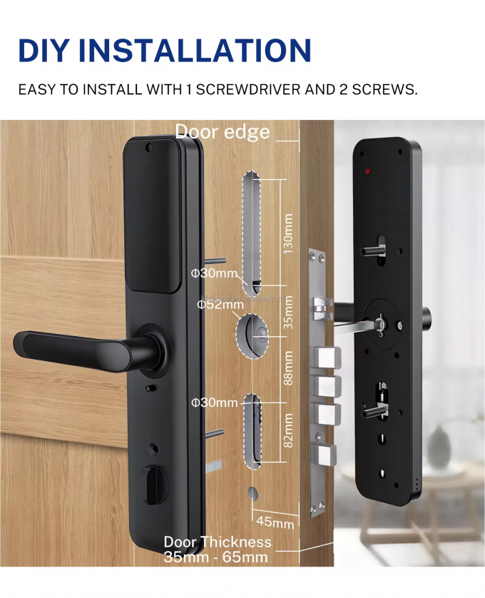 Serratura smart porta con impronte digitali WiFi Bluetooth per porte in legno e acciaio 1