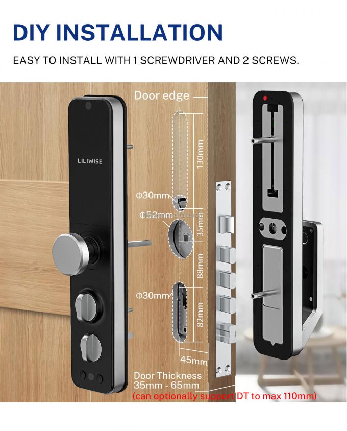 Liliwise Security Digital Doorbell Tuya Wifi Smart Fingerprint Lock Face Recognition Camera Controllo della serratura della porta De Accesos 16