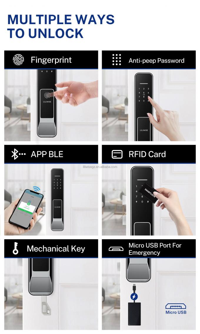 Liliwise Security Digital Doorbell Tuya Wifi Smart Fingerprint Lock Face Recognition Camera Controllo della serratura della porta De Accesos 18