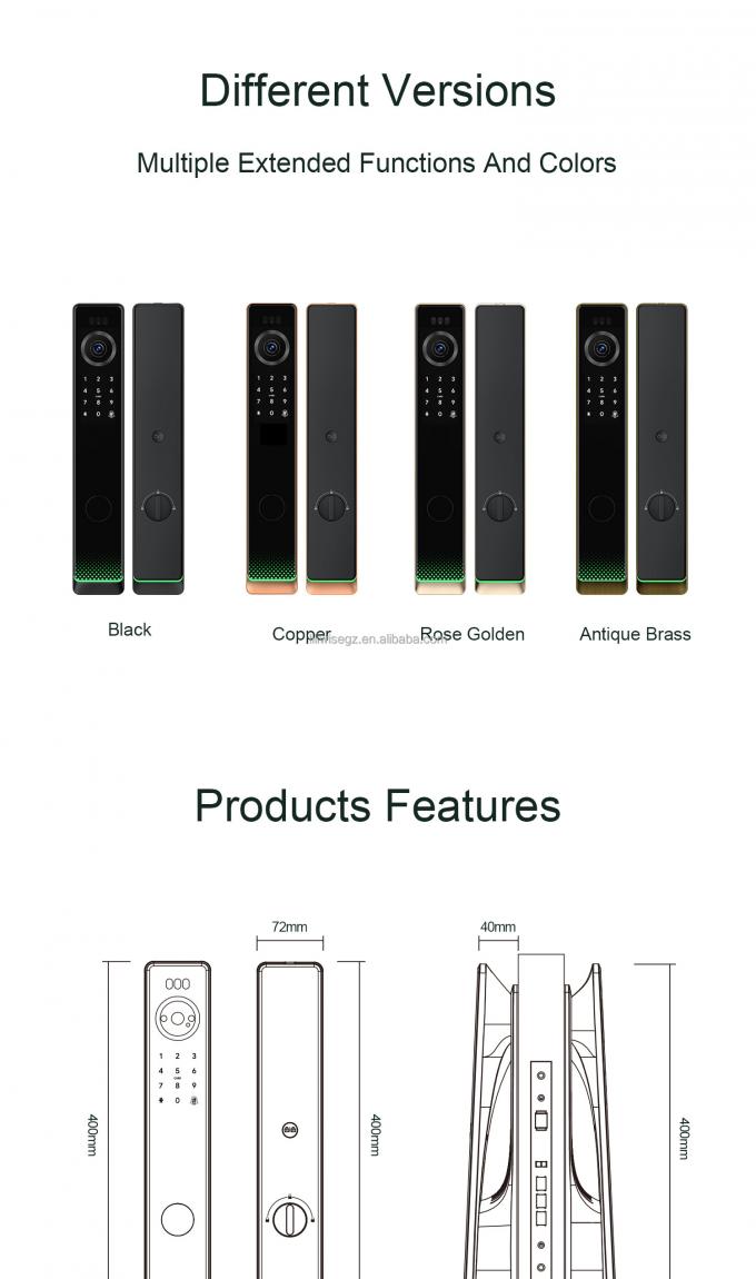 Riconoscimento facciale 3D App Wifi Cerradura Inteligente Key Password Card Smart Door Lock Impressione digitale di impronte digitali 16