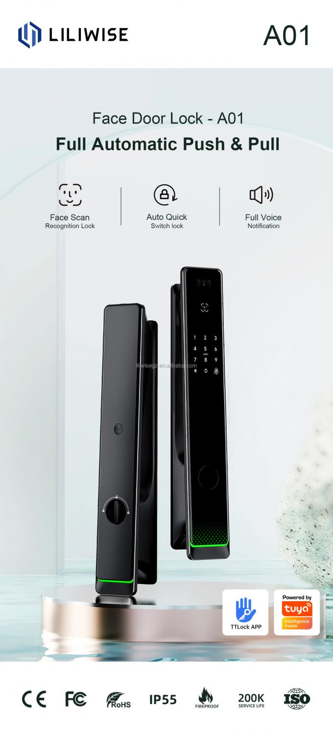 Liliwise Tuya Sicurezza domestica Serratura porta d'ingresso esterna Digitale impronta digitale Sicurezza impermeabile Riconoscimento facciale Serratura intelligente 2