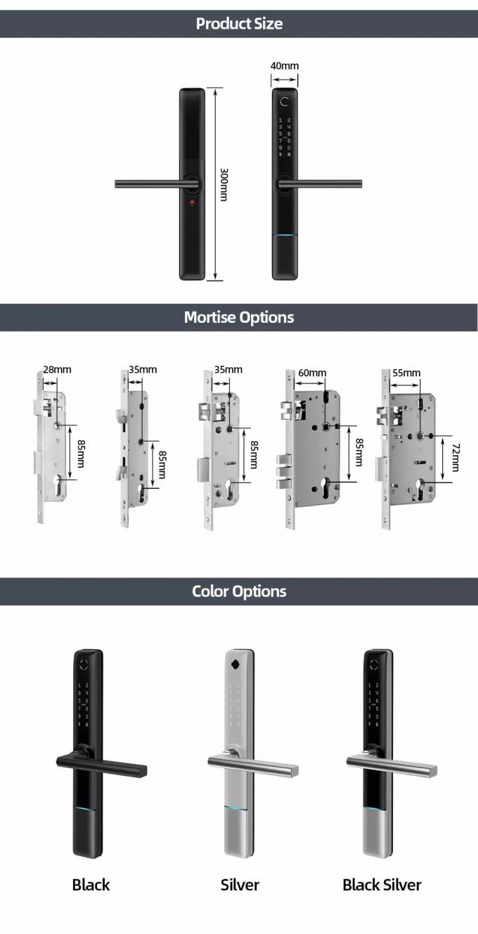Liliwise Acciaio inossidabile impermeabile Digitale Dichiarazione D'impronte digitali TTlock Smart Door Lock BLE Wifi Slim Smart Lock 10
