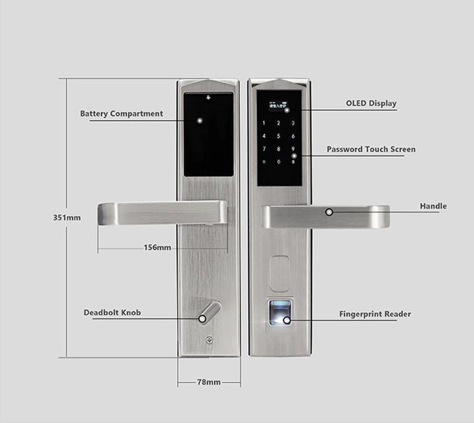 Serratura di porta Keyless dell'entrata di parola d'ordine, codice di Pin di Scamble della serratura di porta della carta di APP 2