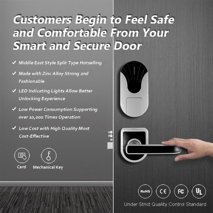 Serrature di porta sicure eccellenti dell'hotel di Rfid, serrature di porta su ordinazione di Smart Card 280mm * 80mm 2