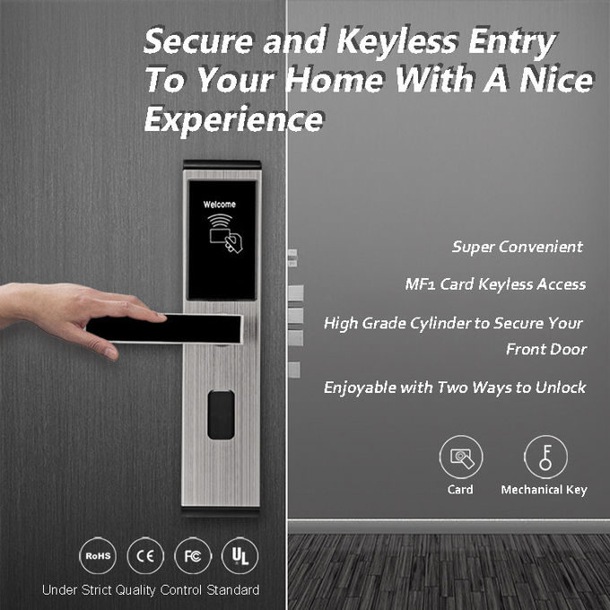 Serrature Keyless di Access dell'acciaio inossidabile, serrature di porta della camera di albergo della carta di Digital RFID 0