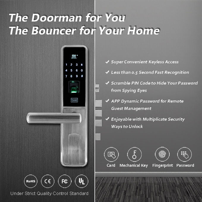 Batterie AA intelligenti 4x di Digital del touch screen della serratura di porta dell'impronta digitale dell'esposizione di OLED 0