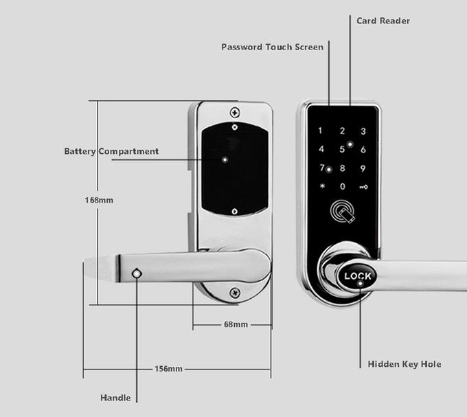 Serratura di porta in lega di zinco di Bluetooth del App per 168mm * 68mm residenziali domestici 2