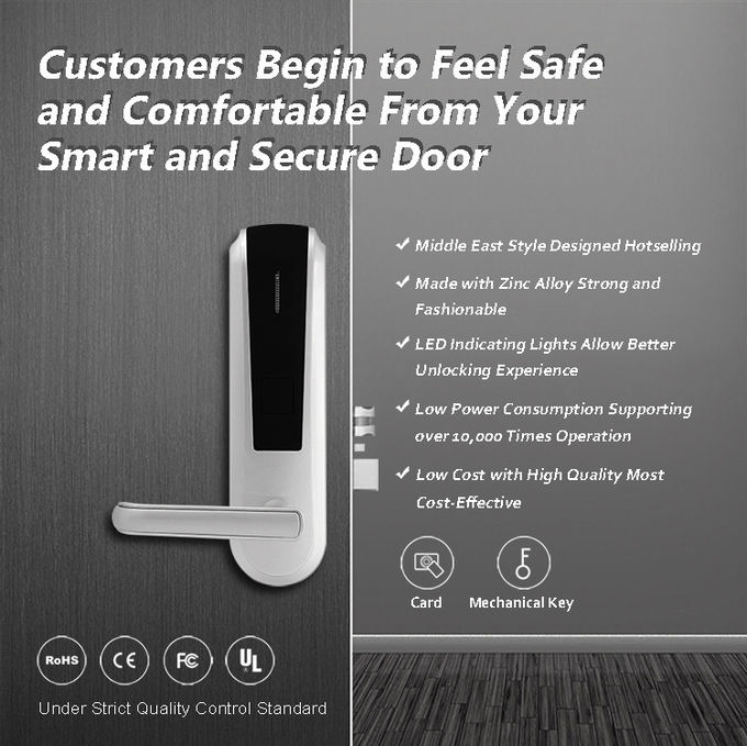 Serratura di porta biometrica dell'impronta digitale dell'hotel, portata lunga di durata di vita della batteria della serratura di porta di Access della carta 1