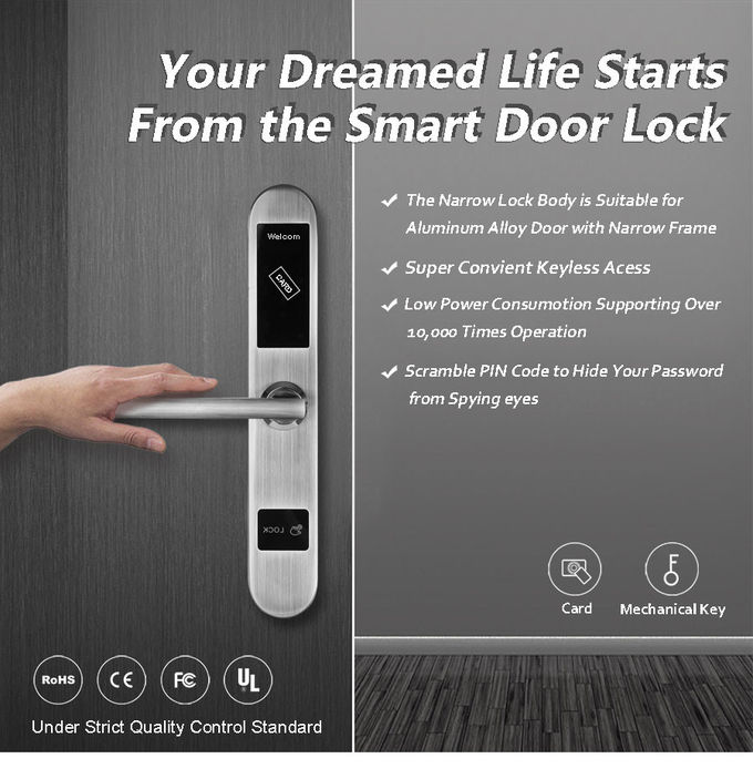 La chiave di alluminio di Smart Card della serratura del portello scorrevole sblocca 20% ~ umidità di lavoro di 90% 0